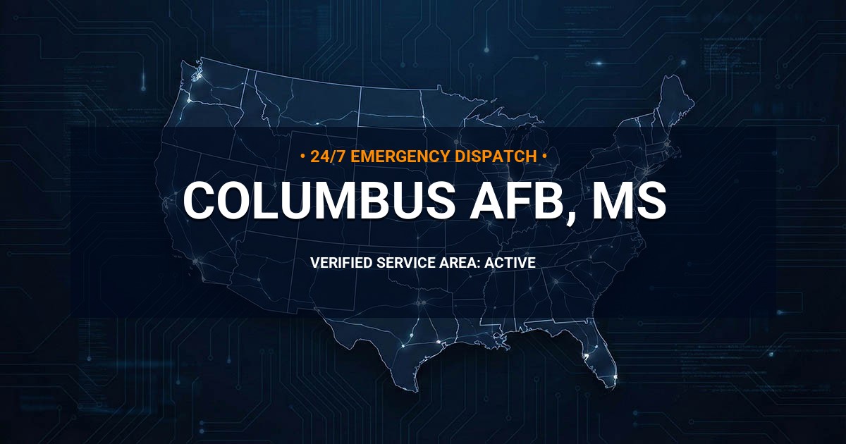 Emergency Plumbing Dispatch Map for Plumbing Services: Columbus AFB, MS