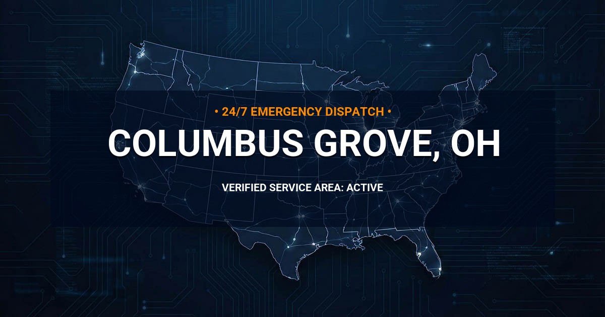 Emergency Plumbing Dispatch Map for Plumbing Services: Columbus Grove, OH