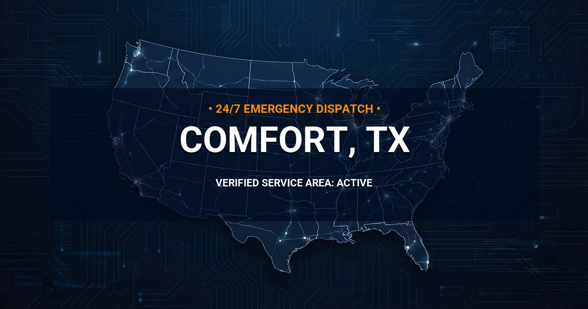 Emergency Plumbing Dispatch Map for Plumbing Services: Comfort, TX