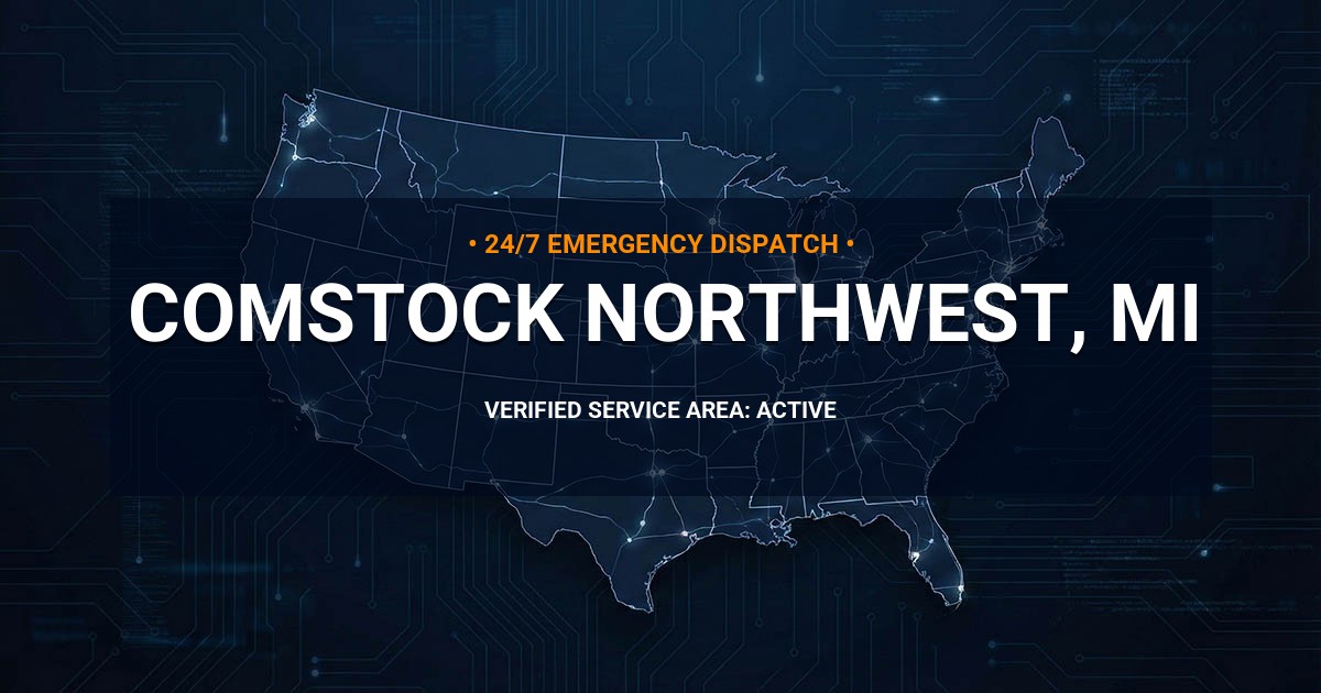 Emergency Plumbing Dispatch Map for Plumbing Services: Comstock Northwest, MI