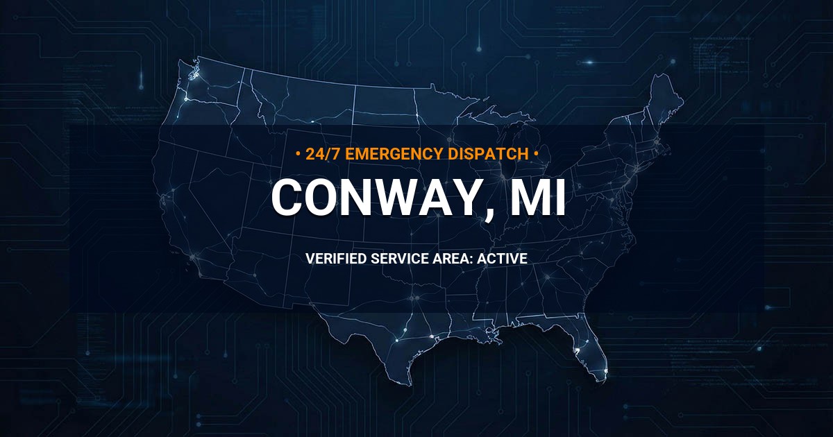 Emergency Plumbing Dispatch Map for Plumbing Services: Conway, MI