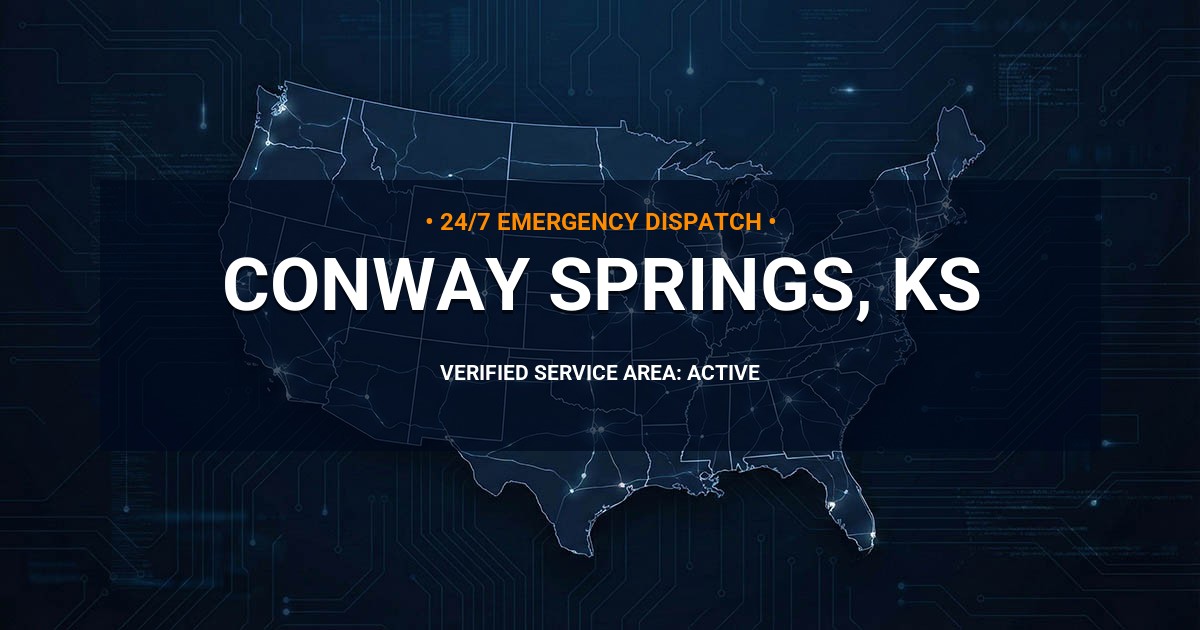 Emergency Plumbing Dispatch Map for Plumbing Services: Conway Springs, KS