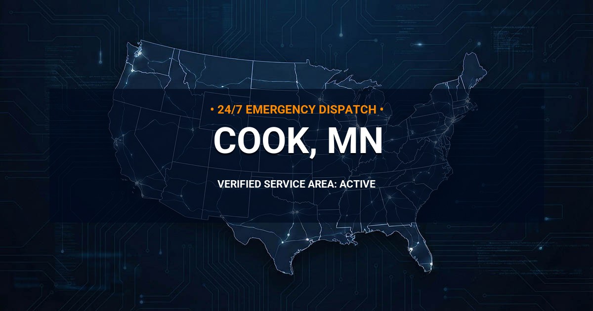 Emergency Plumbing Dispatch Map for Plumbing Services: Cook, MN