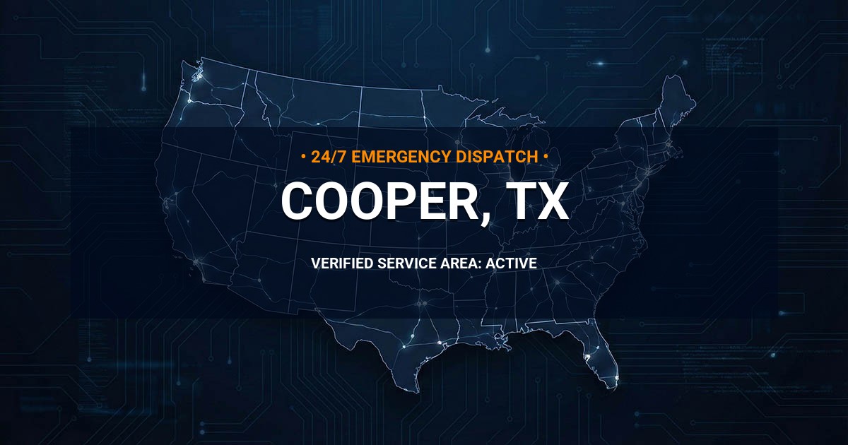 Emergency Plumbing Dispatch Map for Plumbing Services: Cooper, TX