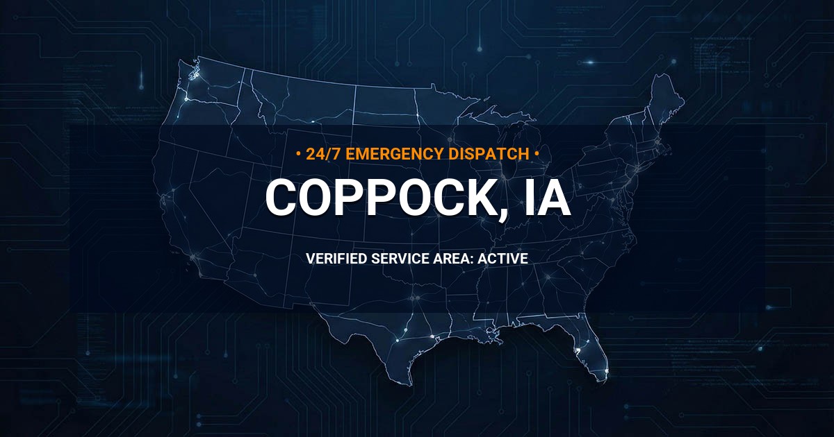 Emergency Plumbing Dispatch Map for Plumbing Services: Coppock, IA