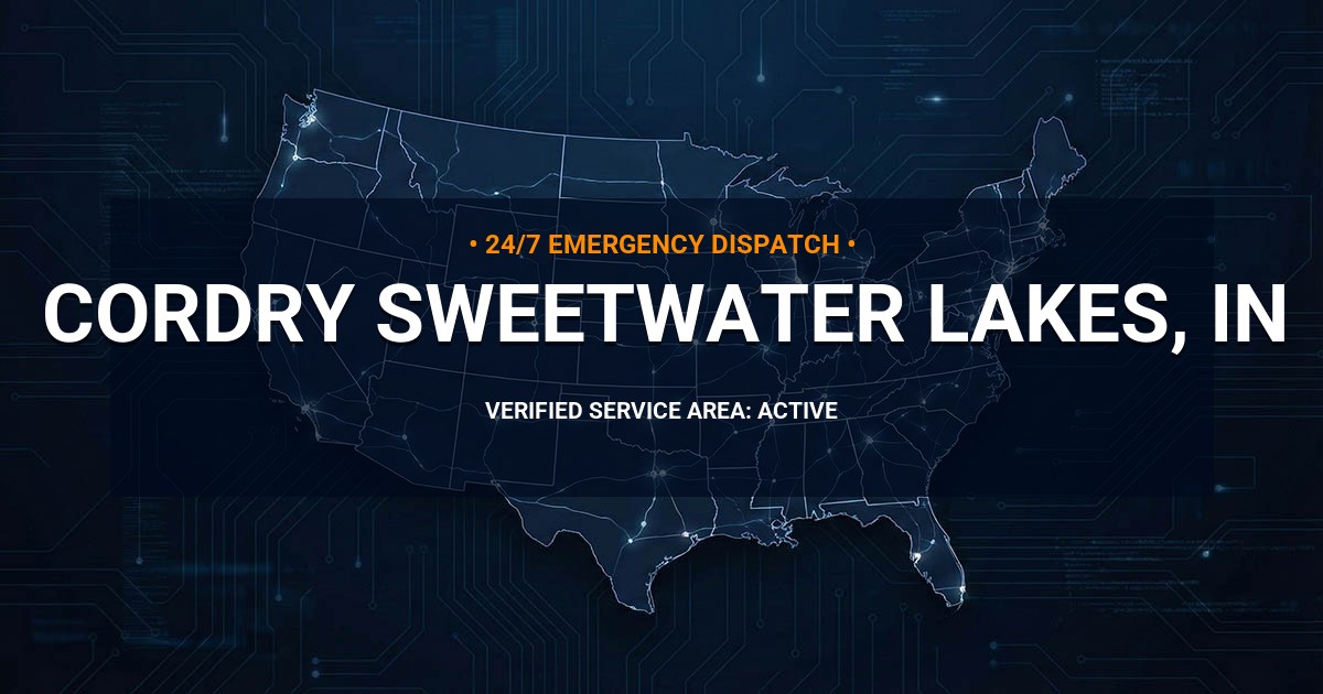 Emergency Plumbing Dispatch Map for Plumbing Services: Cordry Sweetwater Lakes, IN