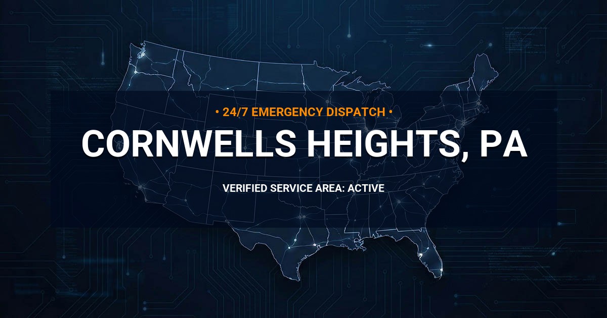 Emergency Plumbing Dispatch Map for Plumbing Services: Cornwells Heights, PA