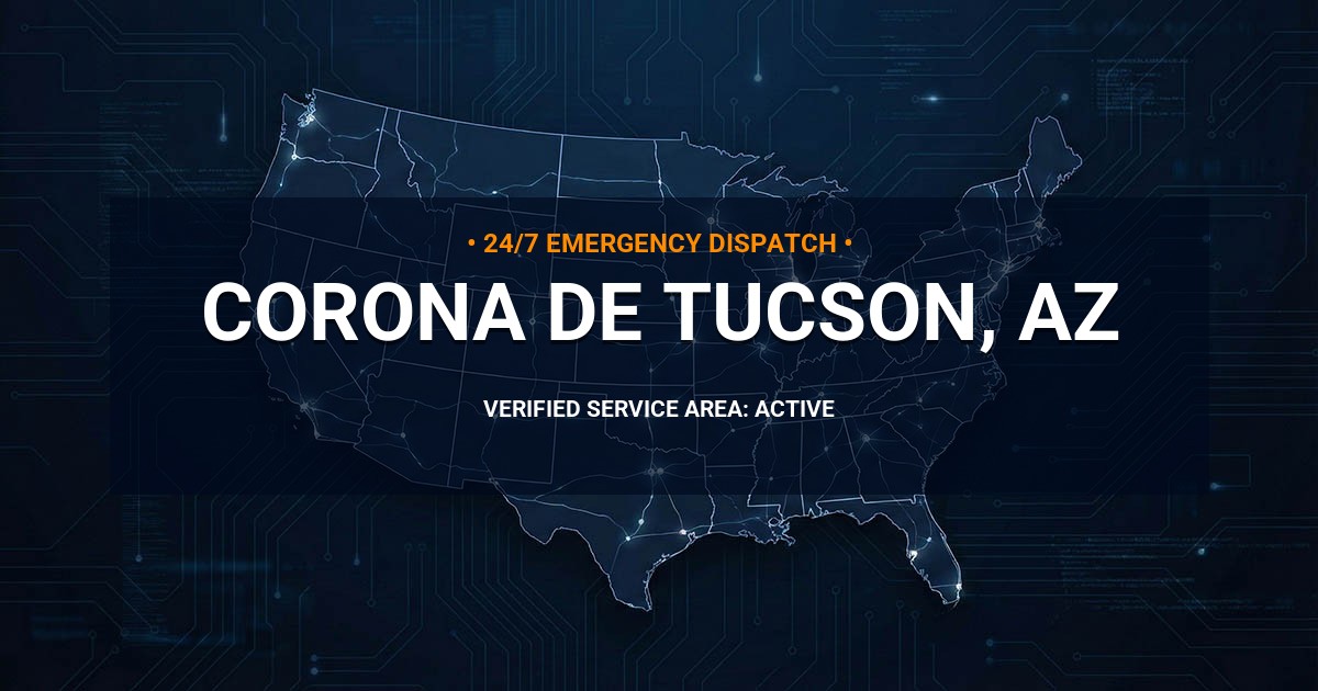 Emergency Plumbing Dispatch Map for Plumbing Services: Corona de Tucson, AZ