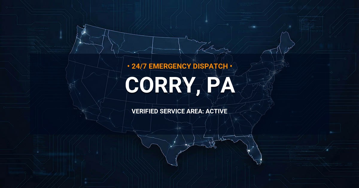 Emergency Plumbing Dispatch Map for Plumbing Services: Corry, PA