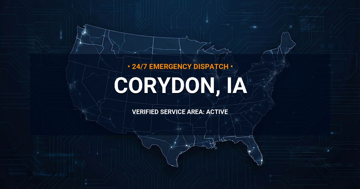 Emergency Plumbing Dispatch Map for Plumbing Services: Corydon, IA
