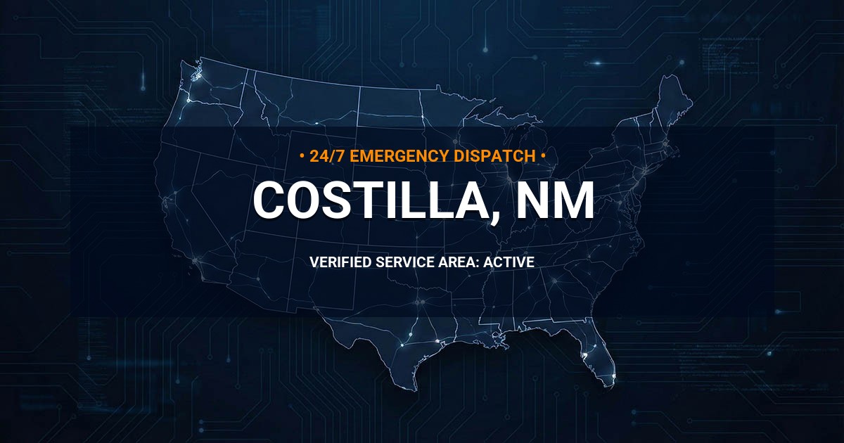 Emergency Plumbing Dispatch Map for Plumbing Services: Costilla, NM