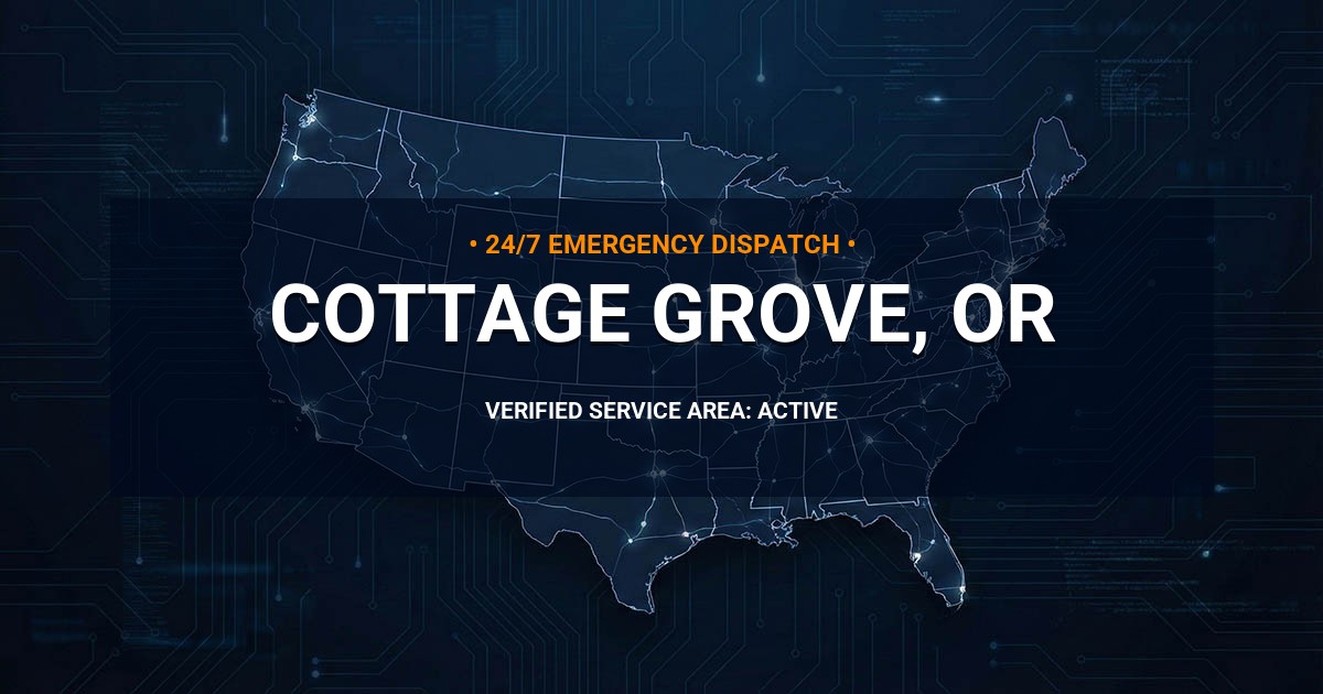 Emergency Plumbing Dispatch Map for Plumbing Services: Cottage Grove, OR
