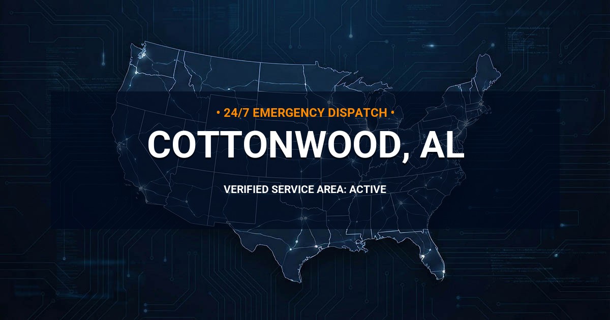 Emergency Plumbing Dispatch Map for Plumbing Services: Cottonwood, AL