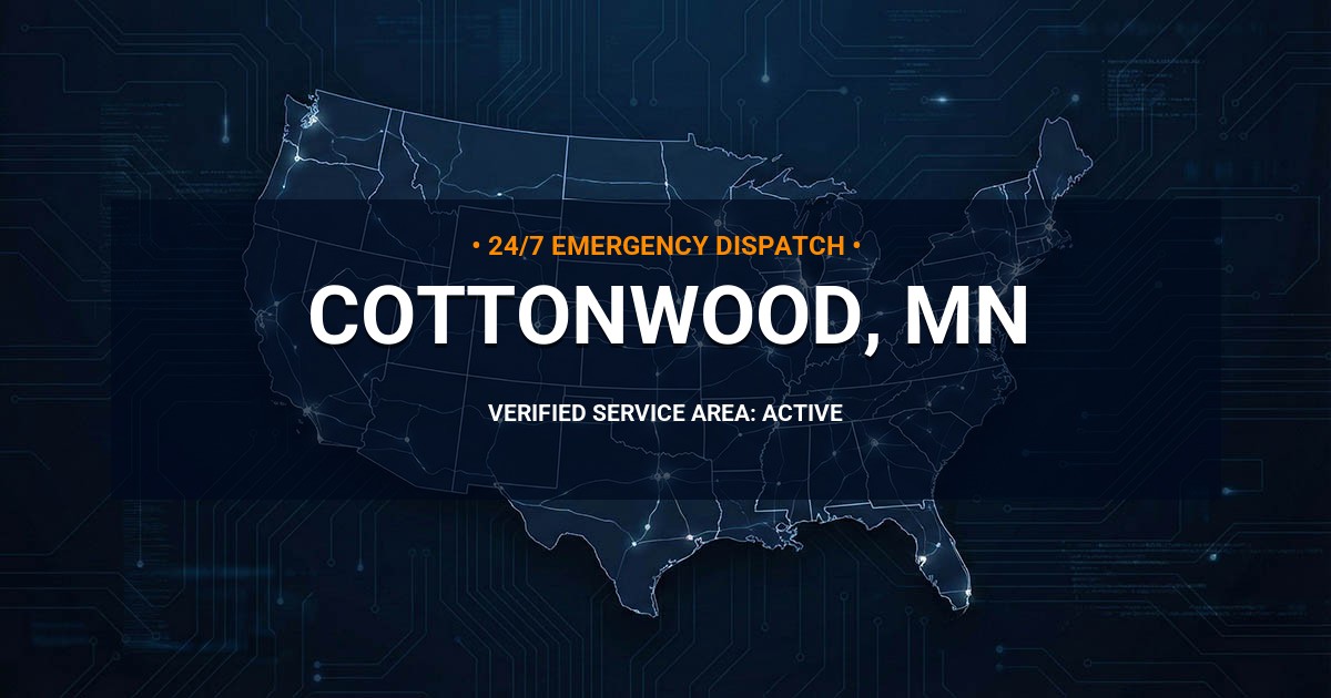 Emergency Plumbing Dispatch Map for Plumbing Services: Cottonwood, MN