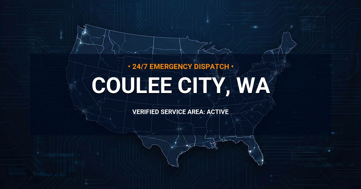 Emergency Plumbing Dispatch Map for Plumbing Services: Coulee City, WA