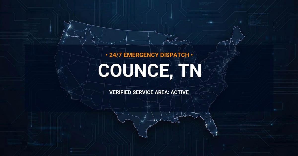Emergency Plumbing Dispatch Map for Plumbing Services: Counce, TN