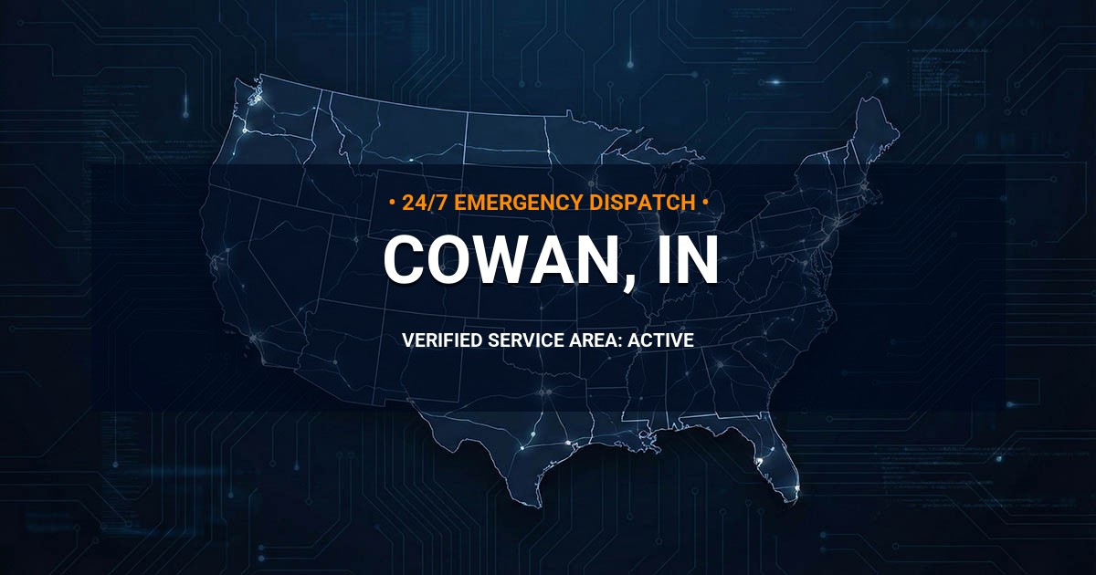 Emergency Plumbing Dispatch Map for Plumbing Services: Cowan, IN