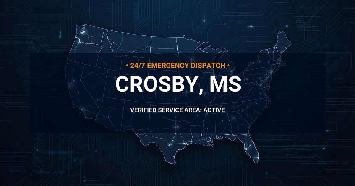 Emergency Plumbing Dispatch Map for Plumbing Services: Crosby, MS