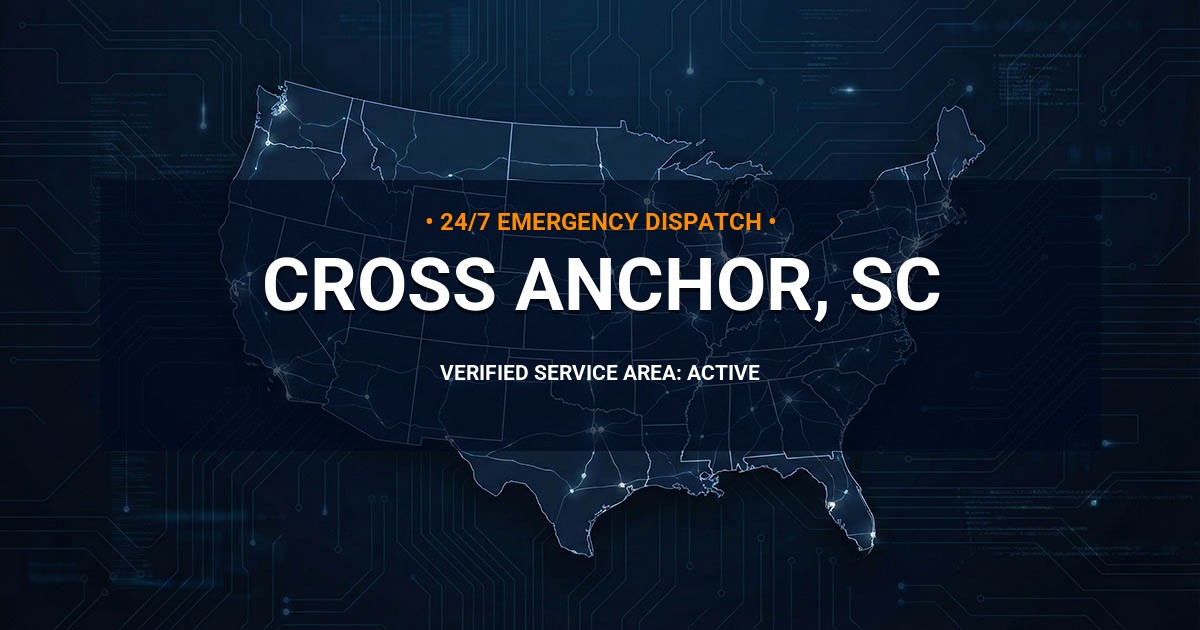 Emergency Plumbing Dispatch Map for Plumbing Services: Cross Anchor, SC