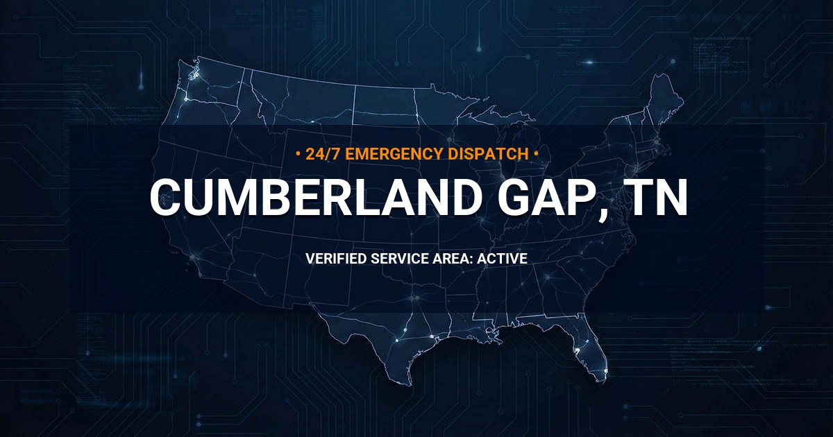 Emergency Plumbing Dispatch Map for Plumbing Services: Cumberland Gap, TN