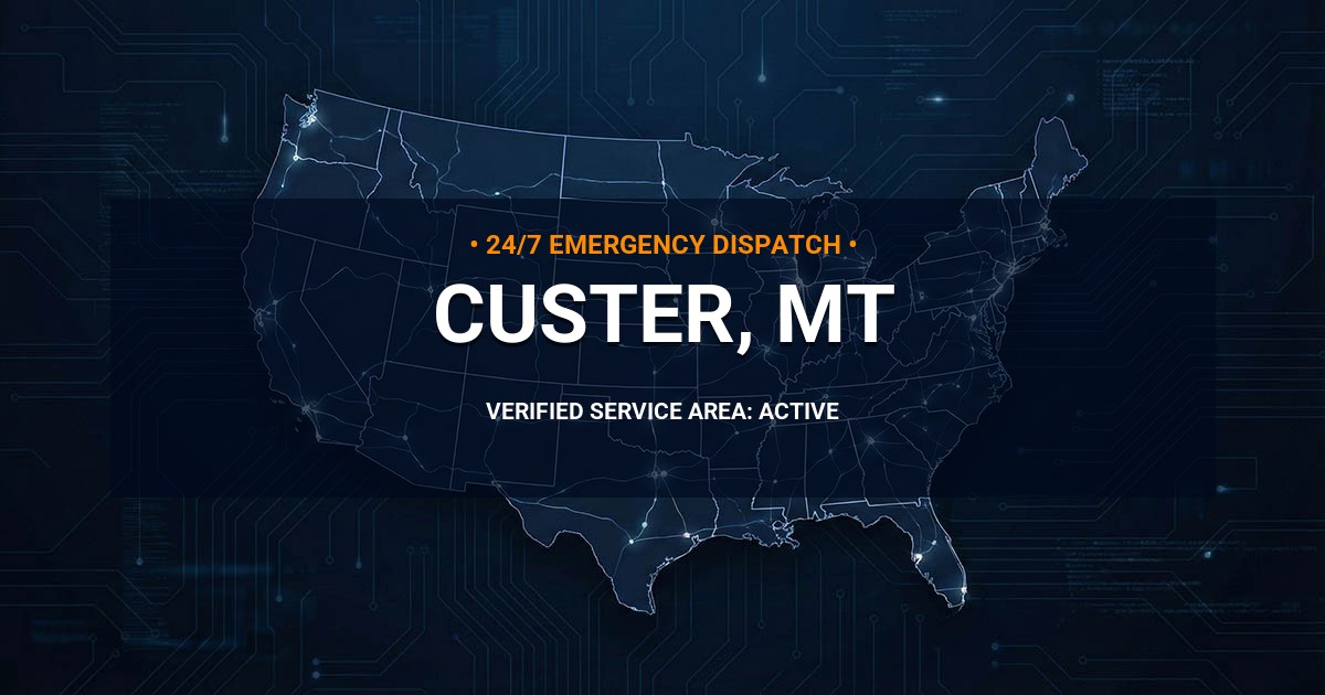 Emergency Plumbing Dispatch Map for Plumbing Services: Custer, MT