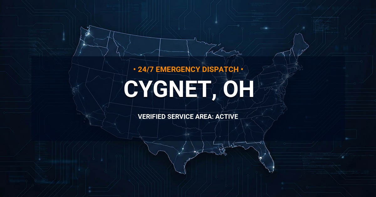 Emergency Plumbing Dispatch Map for Plumbing Services: Cygnet, OH
