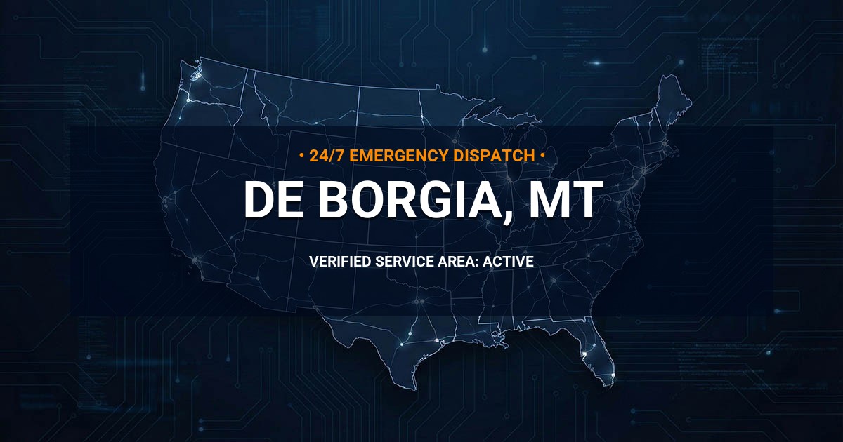 Emergency Plumbing Dispatch Map for Plumbing Services: De Borgia, MT