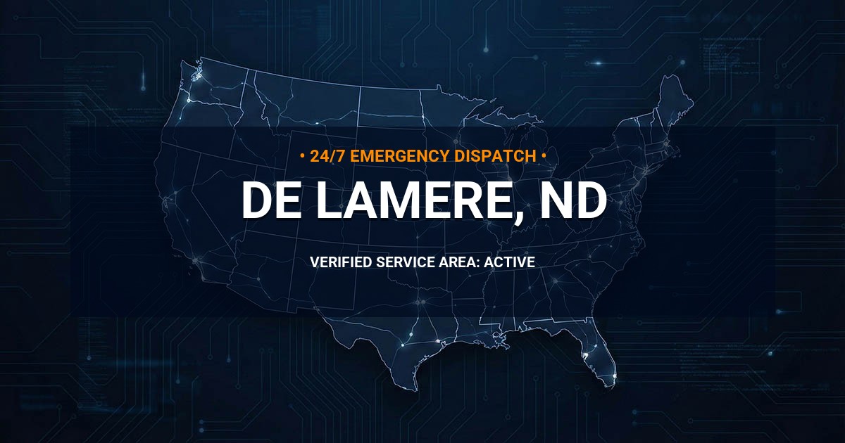 Emergency Plumbing Dispatch Map for Plumbing Services: De Lamere, ND