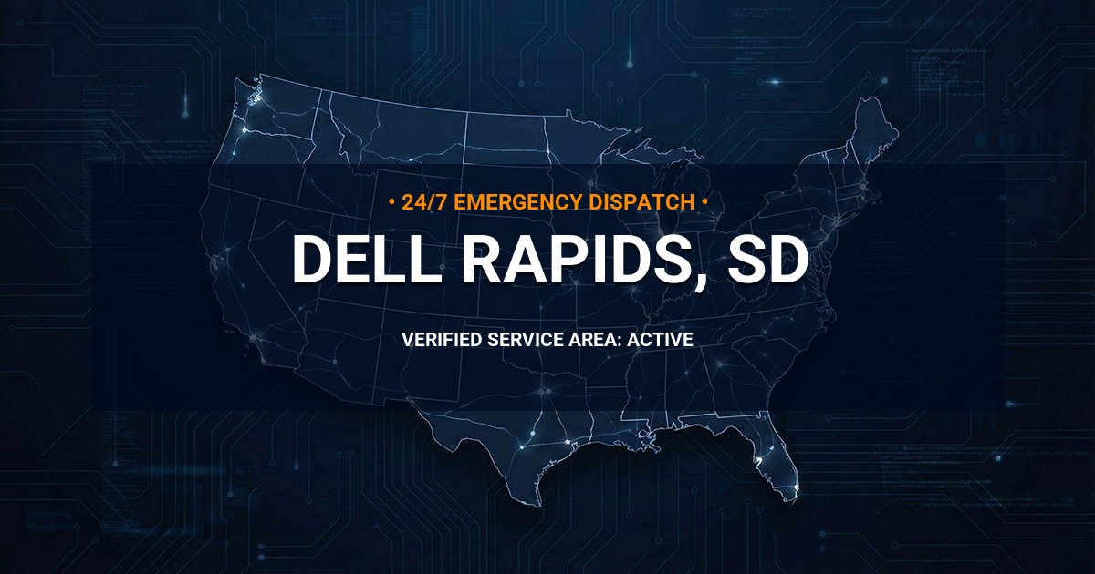 Emergency Plumbing Dispatch Map for Plumbing Services: Dell Rapids, SD
