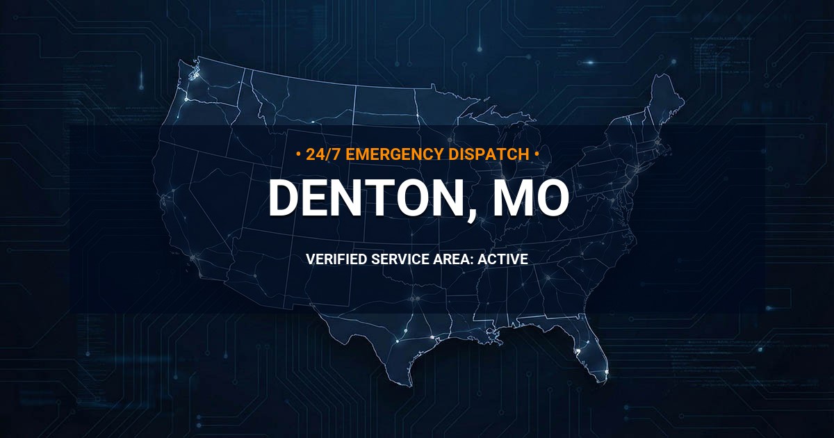 Emergency Plumbing Dispatch Map for Plumbing Services: Denton, MO