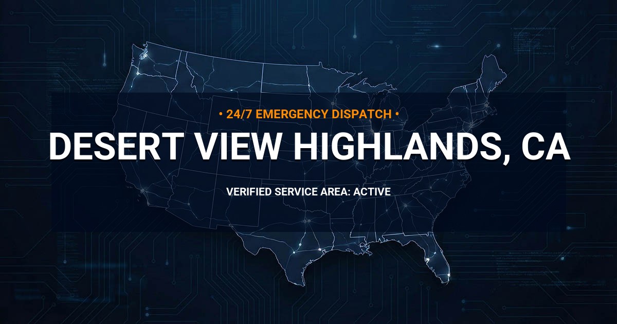 Emergency Plumbing Dispatch Map for Plumbing Services: Desert View Highlands, CA