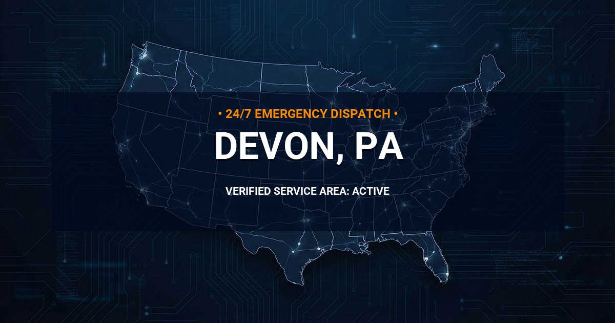 Emergency Plumbing Dispatch Map for Plumbing Services: Devon, PA
