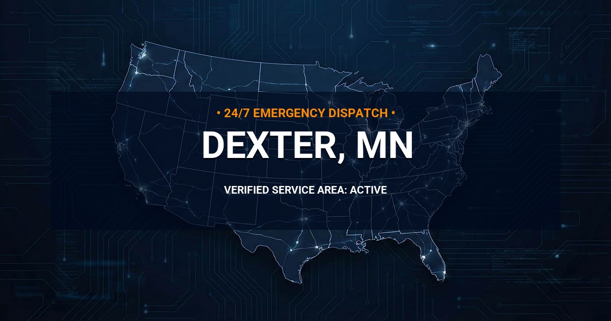 Emergency Plumbing Dispatch Map for Plumbing Services: Dexter, MN