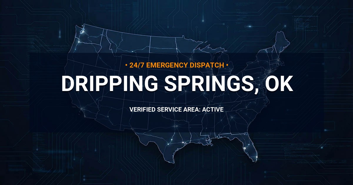 Emergency Plumbing Dispatch Map for Plumbing Services: Dripping Springs, OK