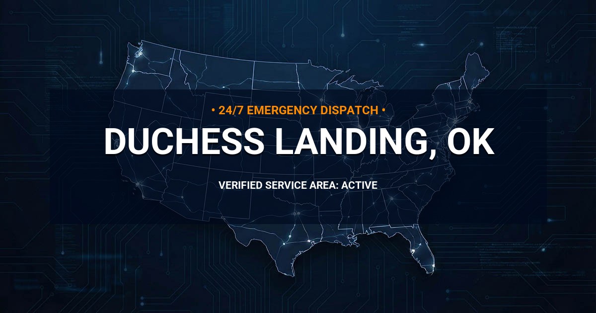 Emergency Plumbing Dispatch Map for Plumbing Services: Duchess Landing, OK