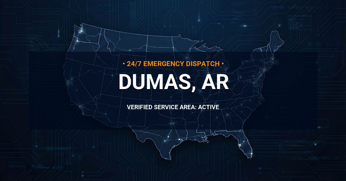 Emergency Plumbing Dispatch Map for Plumbing Services: Dumas, AR
