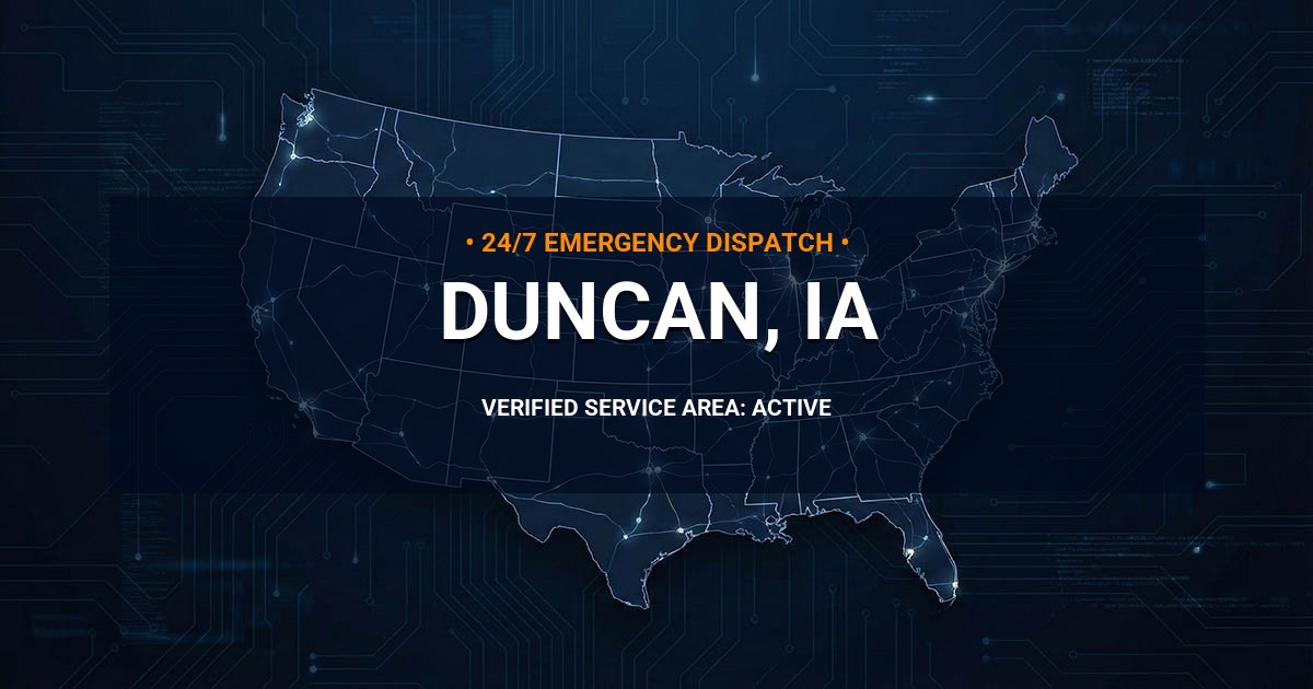 Emergency Plumbing Dispatch Map for Plumbing Services: Duncan, IA