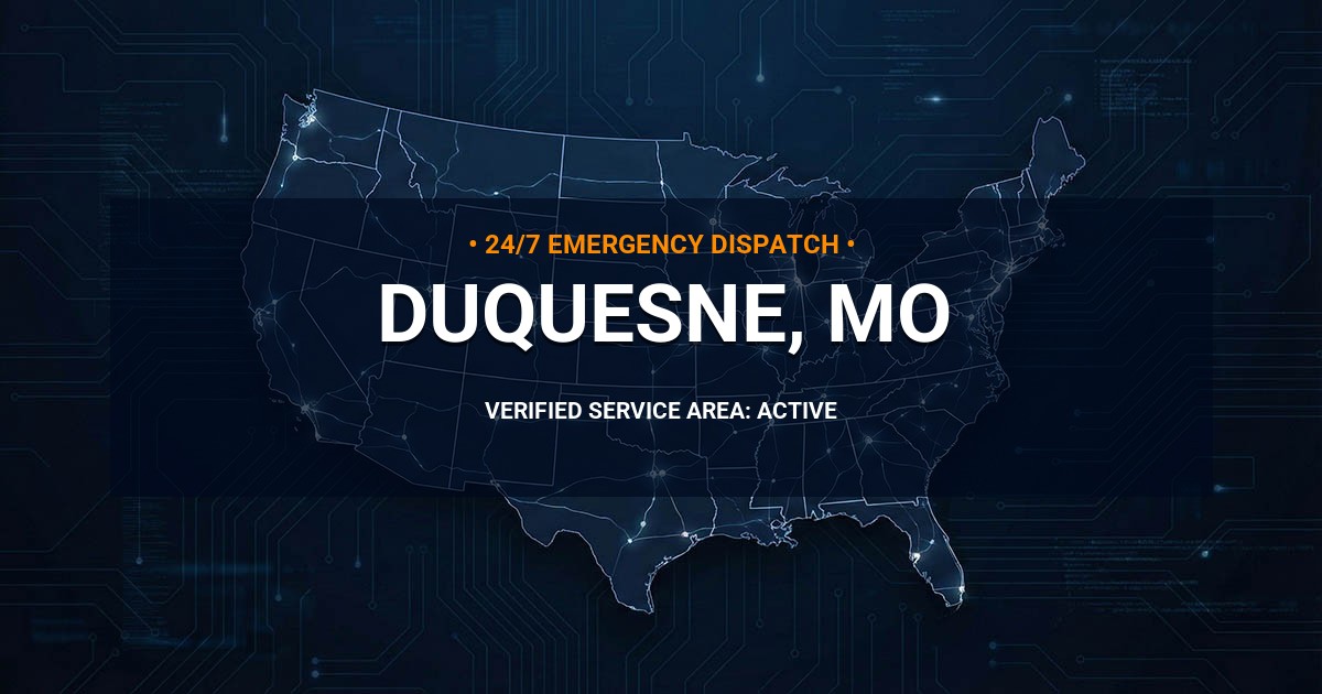 Emergency Plumbing Dispatch Map for Plumbing Services: Duquesne, MO