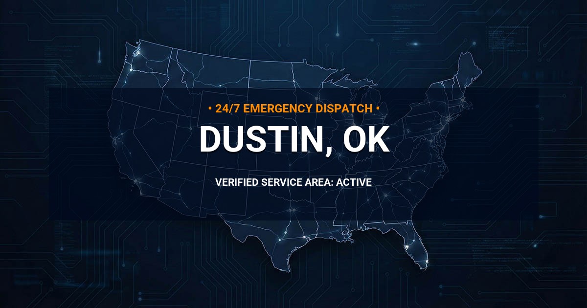 Emergency Plumbing Dispatch Map for Plumbing Services: Dustin, OK