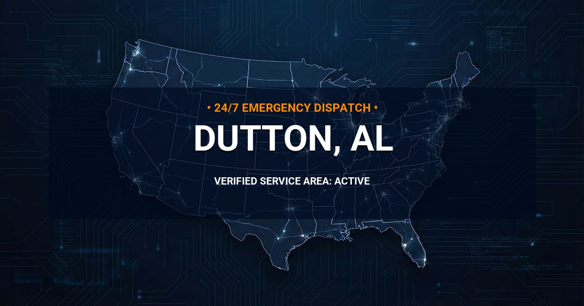 Emergency Plumbing Dispatch Map for Plumbing Services: Dutton, AL