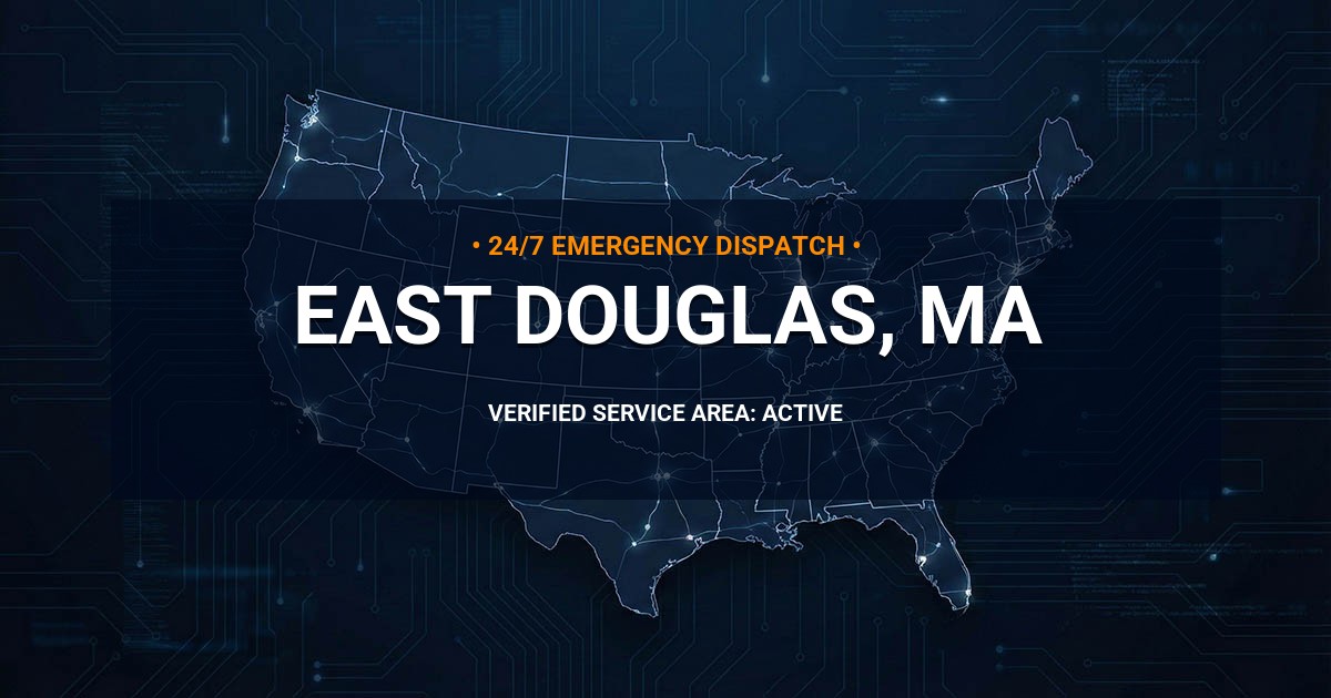 Emergency Plumbing Dispatch Map for Plumbing Services: East Douglas, MA