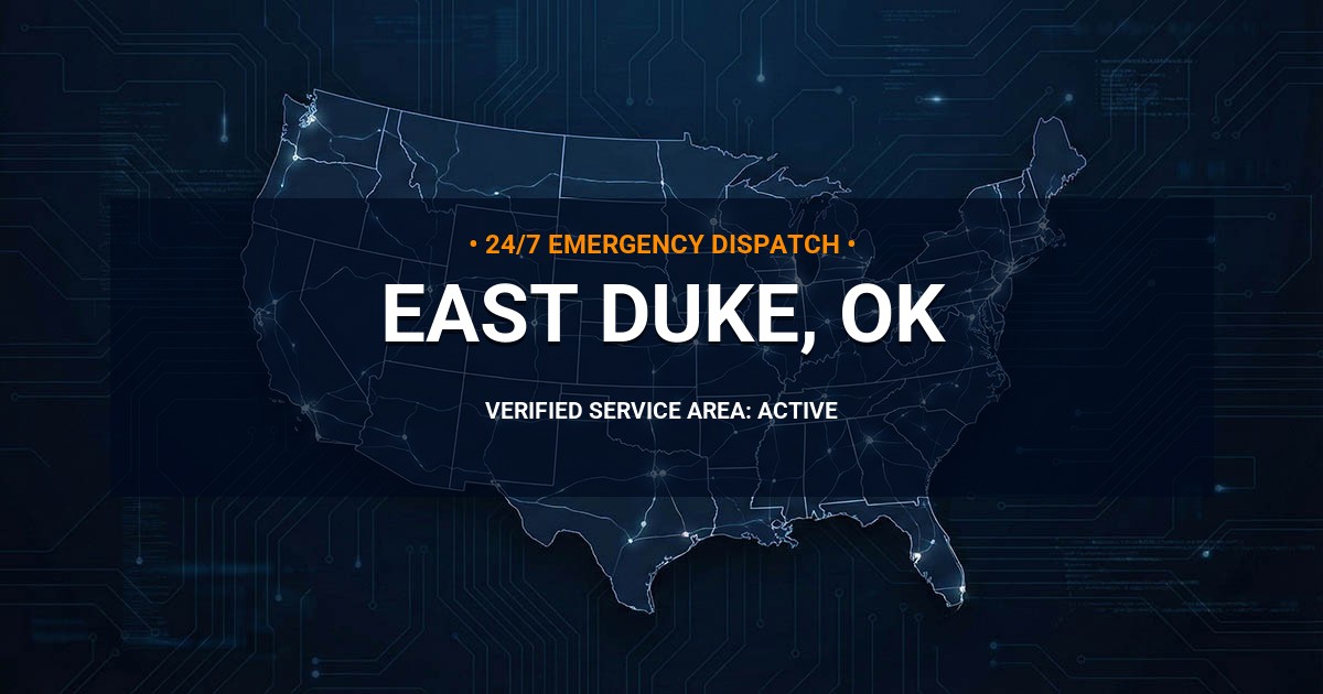 Emergency Plumbing Dispatch Map for Plumbing Services: East Duke, OK