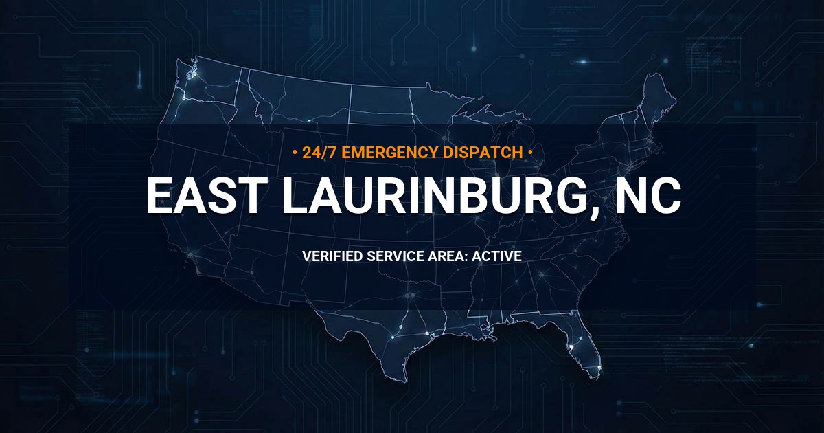 Emergency Plumbing Dispatch Map for Plumbing Services: East Laurinburg, NC