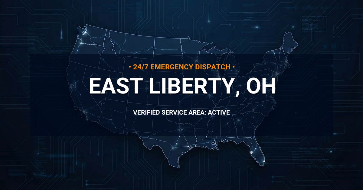 Emergency Plumbing Dispatch Map for Plumbing Services: East Liberty, OH