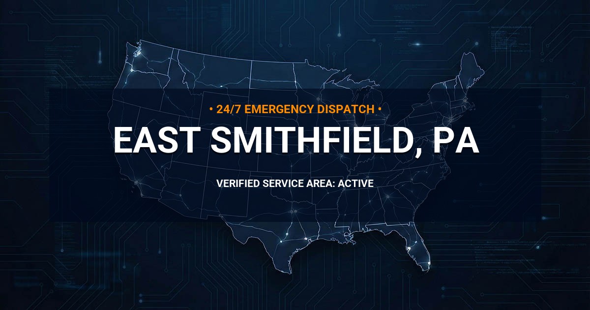 Emergency Plumbing Dispatch Map for Plumbing Services: East Smithfield, PA