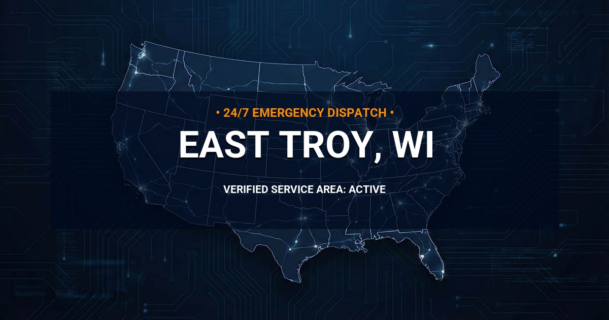 Emergency Plumbing Dispatch Map for Plumbing Services: East Troy, WI