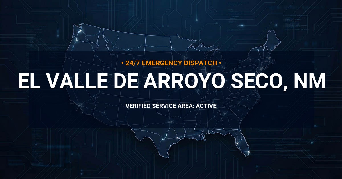 Emergency Plumbing Dispatch Map for Plumbing Services: El Valle de Arroyo Seco, NM