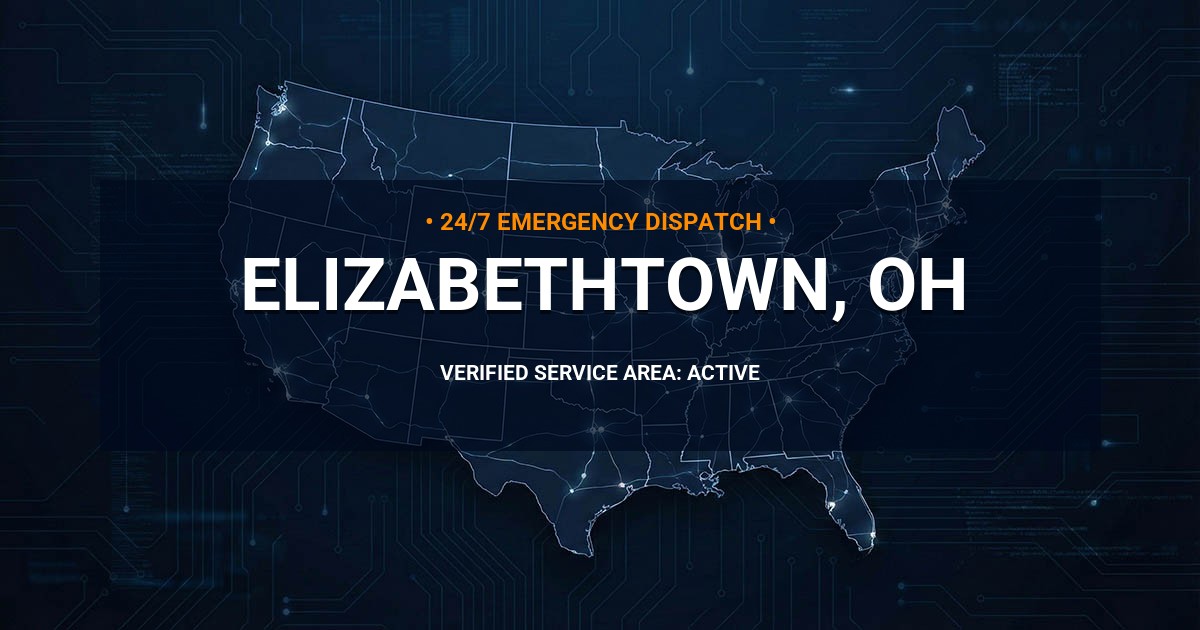 Emergency Plumbing Dispatch Map for Plumbing Services: Elizabethtown, OH