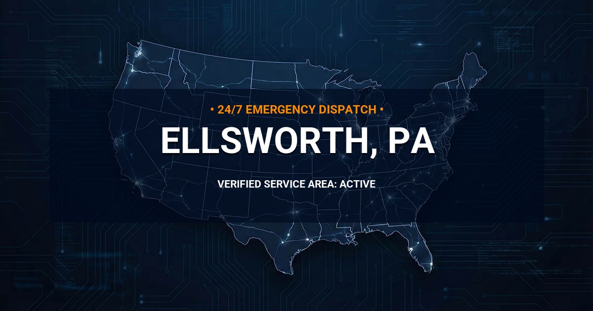 Emergency Plumbing Dispatch Map for Plumbing Services: Ellsworth, PA