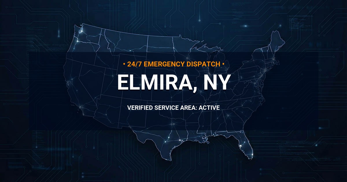 Emergency Plumbing Dispatch Map for Plumbing Services: Elmira, NY